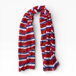 Red, White, & Blue Striped Sheer Scarf
